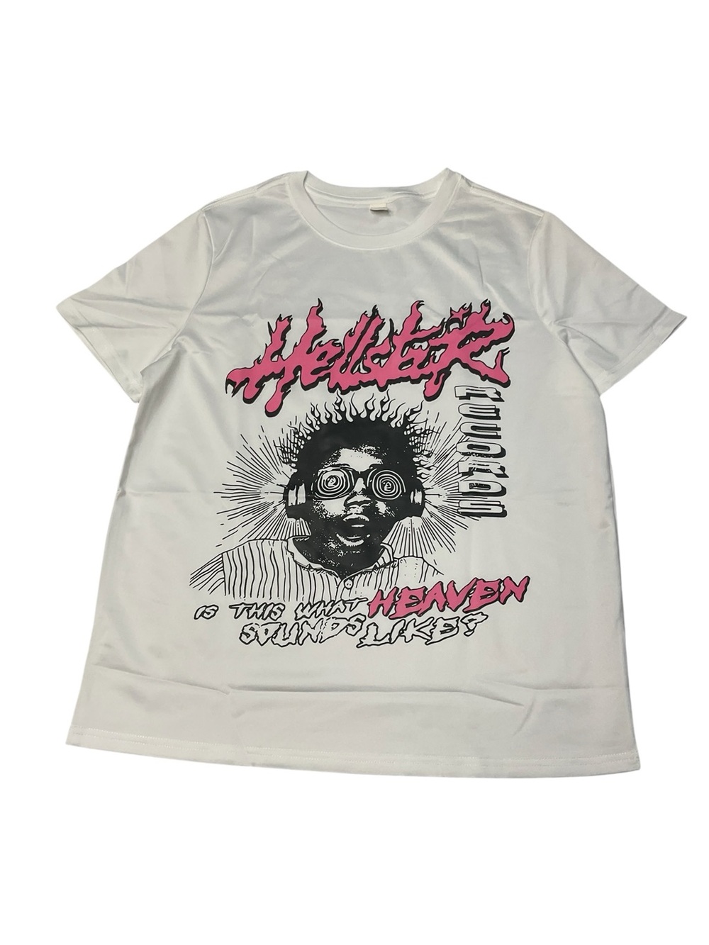 HELLSTAR Y2K White Graphic Tee with Pink & Black Print unisex
